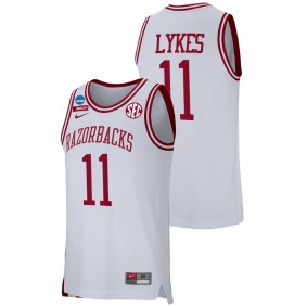 Chris Lykes #11 White Arkansas Razorbacks Retro Basketball 2022 NCAA March Madness Jersey