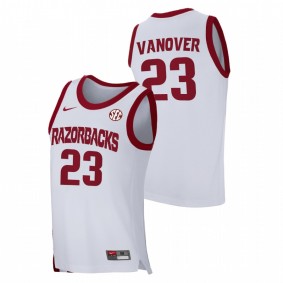 Men Arkansas Razorbacks Connor Vanover White Home 2021 March Madness Jersey