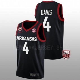 Davonte Davis #4 Black Arkansas Razorbacks 2022-23 College Basketball 100 Season Jersey