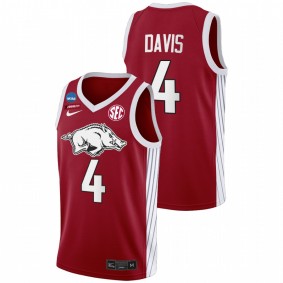 Arkansas Razorbacks Davonte Davis Red 2022 NCAA March Madness Elite 8 Men Jersey