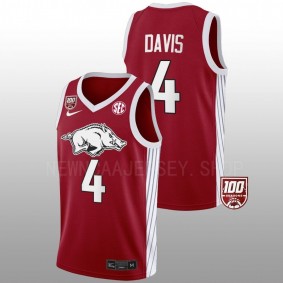 Arkansas Razorbacks Davonte Davis 100 Season Men Red Jersey College Basketball