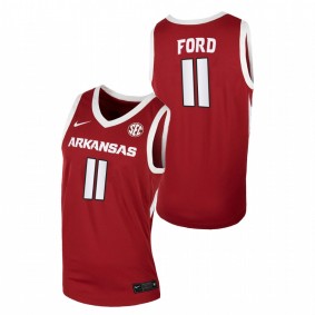 Derrian Ford #11 Cardinal Arkansas Razorbacks 2022-23 College Basketball Jersey