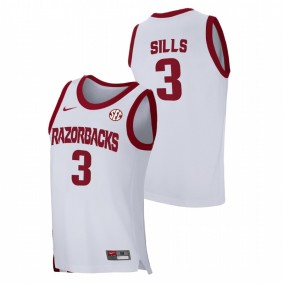 Men Arkansas Razorbacks Desi Sills White Home 2021 March Madness Jersey