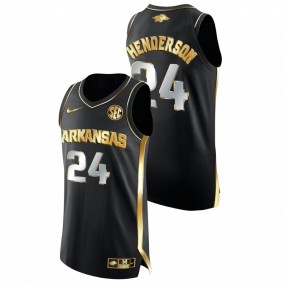 Ethan Henderson Arkansas Razorbacks Black Golden Edition College Basketball Jersey