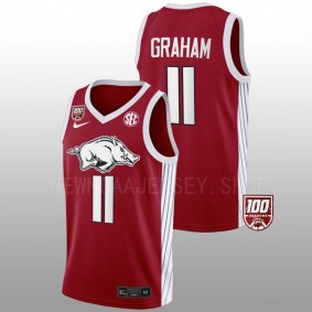 Arkansas Razorbacks Jalen Graham 100 Season Men Red Jersey College Basketball