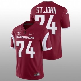 Jalen St. John Arkansas Razorbacks College Football 2022-23 Cardinal Men Jersey Game