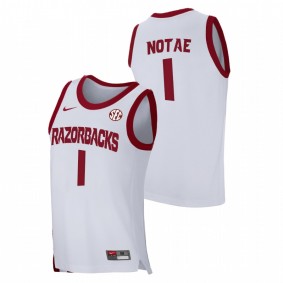 Men Arkansas Razorbacks JD Notae White Home 2021 March Madness Jersey