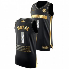 JD Notae #1 Black Arkansas Razorbacks Career Awards 2022 All-American team Jersey