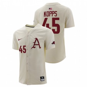 Kevin Kopps Arkansas Razorbacks #45 College Baseball Men Natural Jersey Full-Button