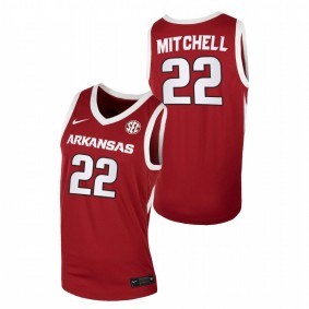 Makhel Mitchell #22 Cardinal Arkansas Razorbacks 2022-23 College Basketball Jersey