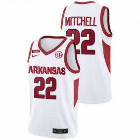 Arkansas Razorbacks Makhel Mitchell 2022-23 White College Basketball Men Jersey