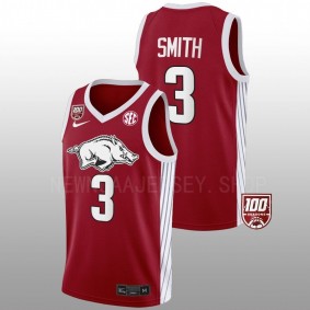 Arkansas Razorbacks Nick Smith 100 Season Men Red Jersey College Basketball