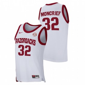 Men Arkansas Razorbacks Sidney Moncrief White Home 2021 March Madness Jersey