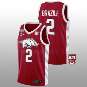 Arkansas Razorbacks Trevon Brazile 100 Season Men Red Jersey College Basketball