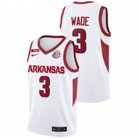 Trey Wade #3 White Arkansas Razorbacks 2022 College Basketball SEC Graduate Patch Jersey