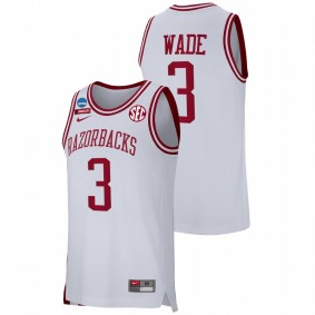 Trey Wade #3 White Arkansas Razorbacks Retro Basketball 2022 NCAA March Madness Jersey