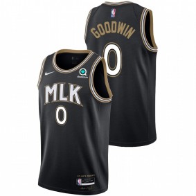 Men Atlanta Hawks 2020-21 #0 Black Brandon Goodwin MLK City Edition Jersey