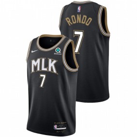 Men Atlanta Hawks 2020-21 #7 Black Rajon Rondo MLK City Edition Jersey