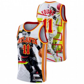 Trae Young Atlanta Hawks White Playoffs Career-High Painting Jersey