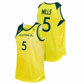 Men Australia Basketball Patty Mills Gold 2021 Tokyo Olymipcs Limited Jersey