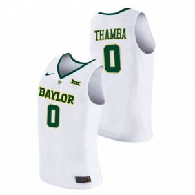 Men Baylor Bears #0 White Flo Thamba 2021 March Madness Elite 8 Jersey