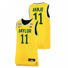 James Akinjo #11 Gold Baylor Bears 2022 Big 12 College Basketball Jersey