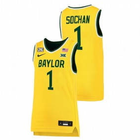 Jeremy Sochan #1 Gold Baylor Bears 2022 Big 12 College Basketball Jersey