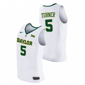 Men Baylor Bears #5 White Jordan Turner 2021 March Madness Elite 8 Jersey