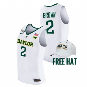 Kendall Brown #2 White Baylor Bears 2021-22 Replica College Basketball Jersey