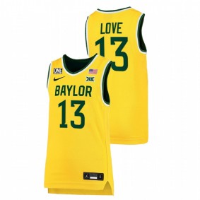 Langston Love #13 Gold Baylor Bears 2022 Big 12 College Basketball Jersey