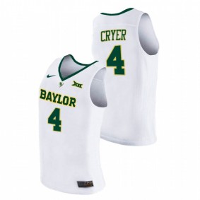 Men Baylor Bears #4 White LJ Cryer 2021 March Madness Elite 8 Jersey