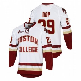 Boston College Eagles Eric Dop #29 White 2021-22 Performance Hockey Jersey Men