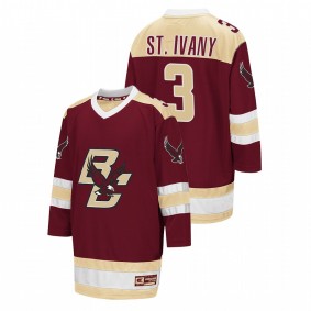 Boston College Eagles Jack St. Ivany #3 Maroon 2021-22 Away Hockey Jersey Men