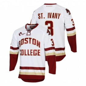 Boston College Eagles Jack St. Ivany #3 White 2021-22 Performance Hockey Jersey Men