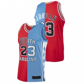 Men Bulls X Tar Heel #23 red blue Michael Jordan Split Edition Retired Number Jersey