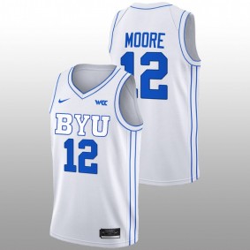 BYU Cougars Braeden Moore 2022-23 White College Basketball Men Jersey