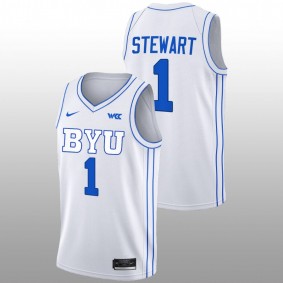 BYU Cougars Trey Stewart 2022-23 White College Basketball Men Jersey