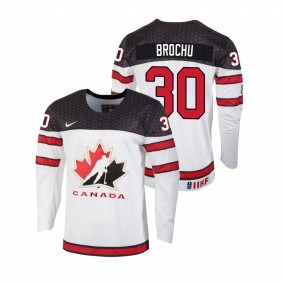 Canada Hockey Brett Brochu #30 White 2022 IIHF World Junior Championship Home Hockey Jersey