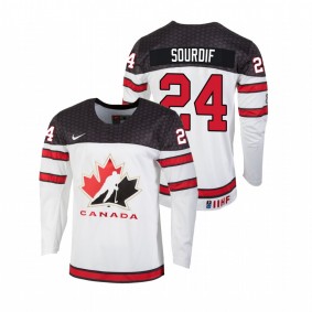 Canada Hockey Justin Sourdif #24 White 2022 IIHF World Junior Championship Home Hockey Jersey