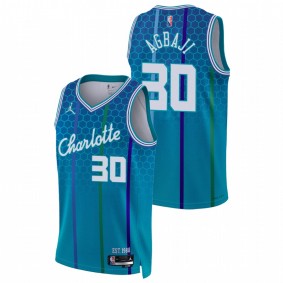 Ochai Agbaji #30 Blue Charlotte Hornets Kansas Jayhawks 2022 NBA Mock draft Jersey