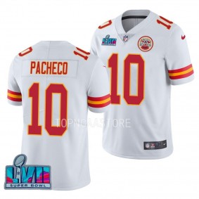 Isiah Pacheco Super Bowl LVII Kansas City Chiefs #10 Jersey White Men's Vapor Limited Shirt