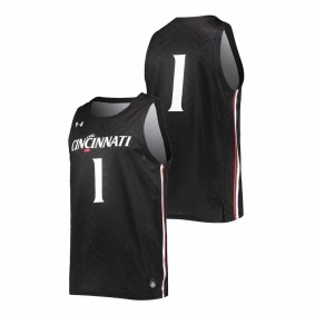 Men Cincinnati Bearcats #1 Black College Basketball Jersey