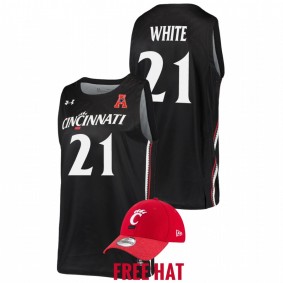 James White #21 Black Cincinnati Bearcats Free Hat College Basketball Jersey