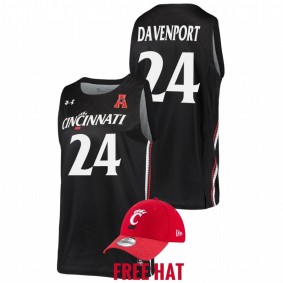 Jeremiah Davenport #24 Black Cincinnati Bearcats 2022 Away College Basketball Jersey