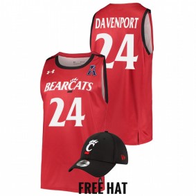 Cincinnati Bearcats Jeremiah Davenport 2022 Red College Basketball Free Hat Men Jersey