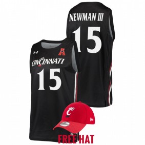 John Newman III #15 Black Cincinnati Bearcats 2022 Away College Basketball Jersey