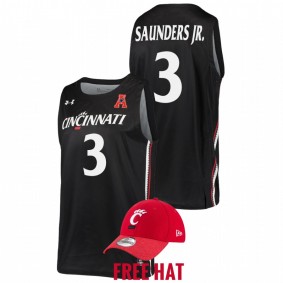 Mike Saunders Jr. #3 Black Cincinnati Bearcats 2022 Away College Basketball Jersey