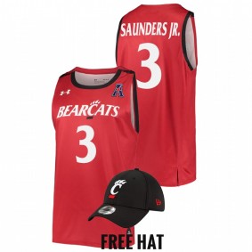 Cincinnati Bearcats Mike Saunders Jr. 2022 Red College Basketball Free Hat Men Jersey