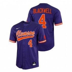 Benjamin Blackwell Clemson Tigers #4 College Baseball Men Purple Jersey Full-Button