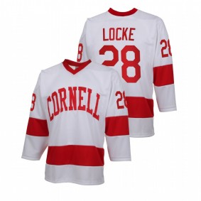 Men Cornell Big Red Brenden Locke #28 White College Hockey Replica Jersey